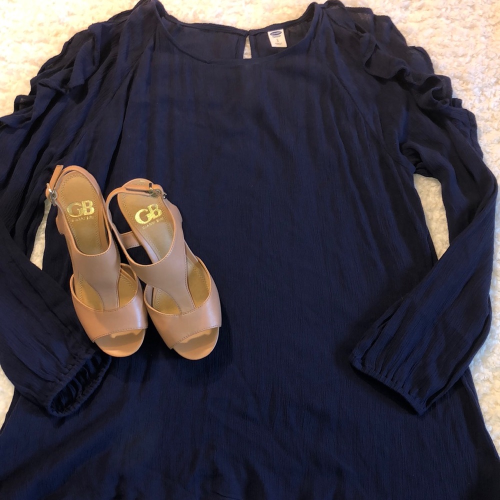 Navy cold shoulder with ruffles